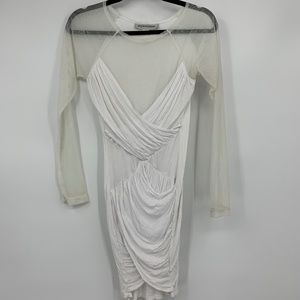 Stylestalke dress 6 faux wrap netting bodice mini